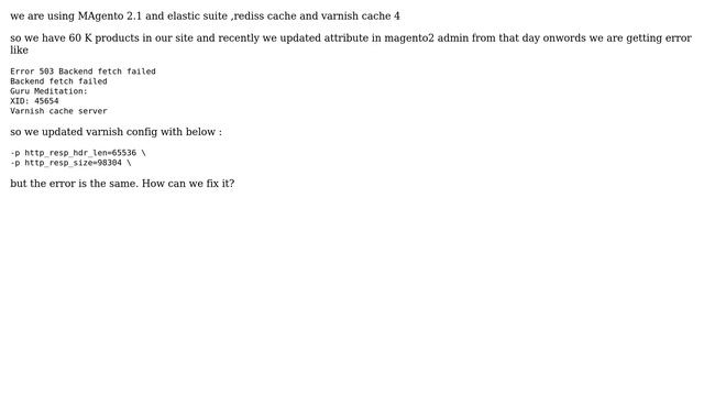 Error 503 Backend fetch failed Guru Meditation: XID: 45654 Varnish cache server in magento2 смотреть онлайн