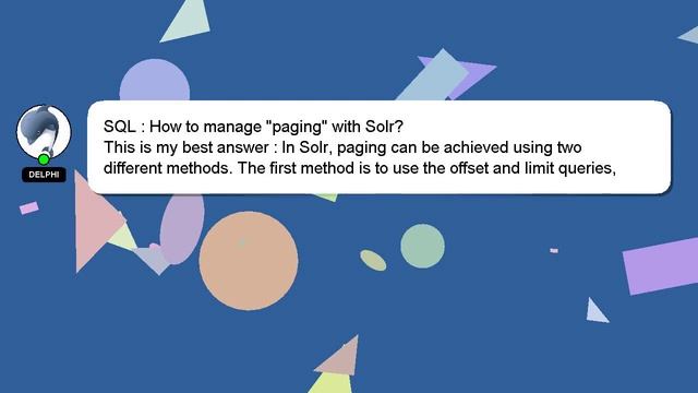 SQL : How to manage "paging" with Solr? смотреть онлайн