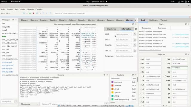 Использование Cutter + radare2 для исследования исполнимых файлов смотреть онлайн