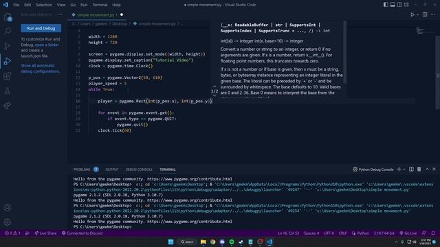 How To Make 2D MOVEMENT with PYGAME смотреть онлайн