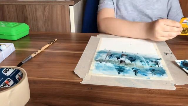 Рисую «Берёзы на берегу реки» смотреть онлайн