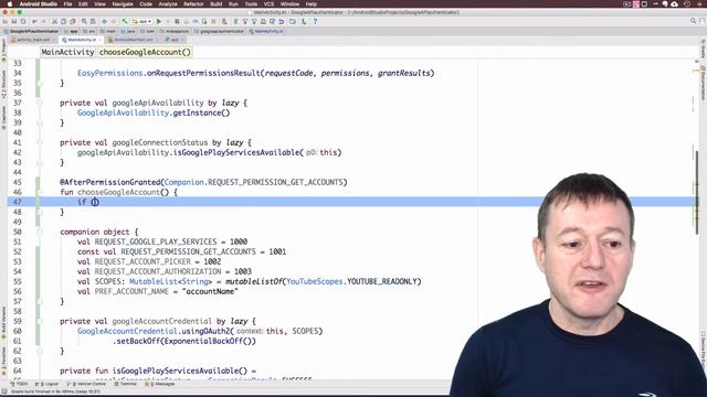 Kotlin on Android using EasyPermissions for GET_ACCOUNTS permission смотреть онлайн