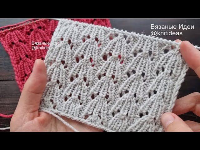 Цветочный узор на основе резинки спицами! смотреть онлайн