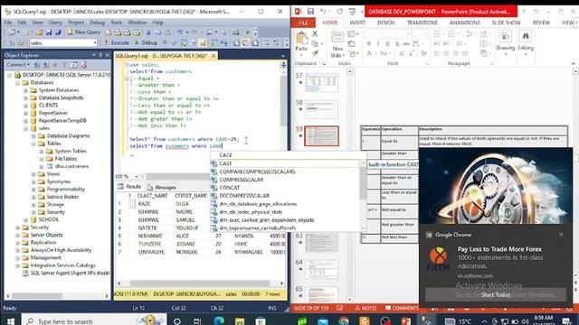 Database development Comparison operators смотреть онлайн