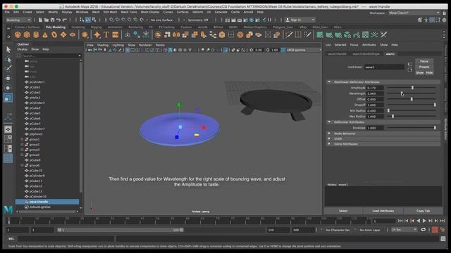 Maya Deformers - Wave - Animating a Bouncing Trampoline смотреть онлайн
