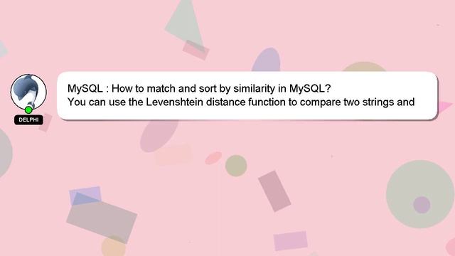 MySQL : How to match and sort by similarity in MySQL? смотреть онлайн