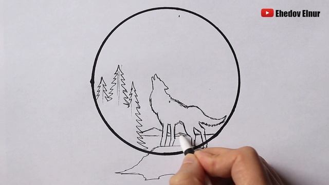 Как нарисовать Волка Воющего на Луну (Ehedov Elnur) смотреть онлайн