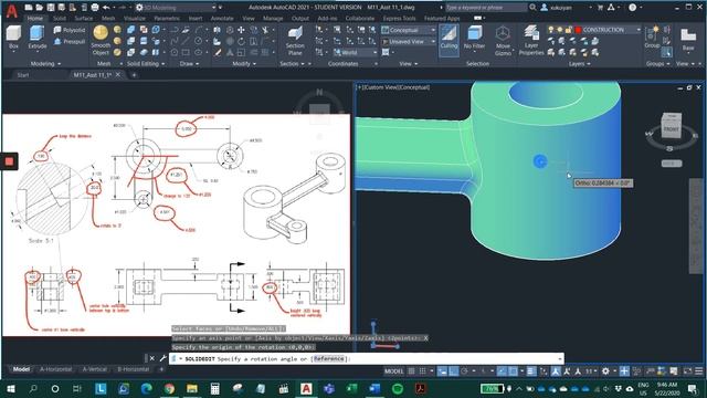 AutoCAD 2021 3D Modeling: Modification of a 3D Object using Solid Editing смотреть онлайн
