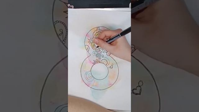 Как сделать открытку на 8 марта своими руками #рисование #графика #handmade #акварель #открытка смотреть онлайн
