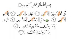 Чтение Корана по правилам Таджвида: Сура Ан-Нас