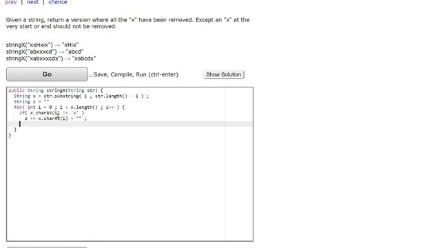 CodingBat Warmup2: stringX смотреть онлайн