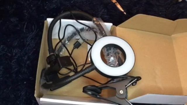 Распаковка. Кольцевая лампа на прищепке, с держателем, для телефона. смотреть онлайн