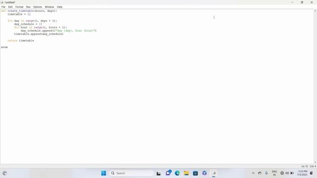 Python program that generates a simple time table based on the num of hours and the num of days. смотреть онлайн