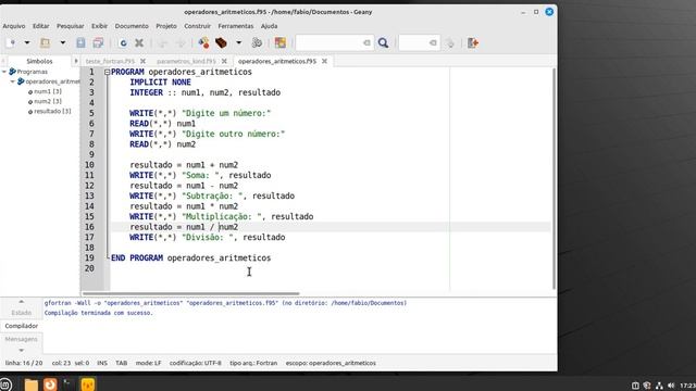 Operadores Aritméticos Básicos em Fortran смотреть онлайн