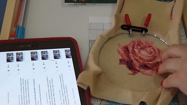23.03.20 Полчаса с вышивкой вместе/ Как закрепить канву , свисающую с пялец смотреть онлайн