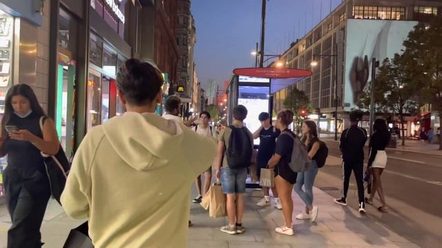 London Night Walk. Central London Regent Street, Oxford Street, Piccadilly Circus Walk