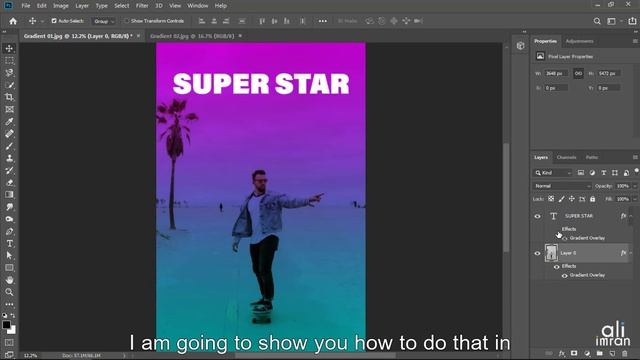 How to Add Gradient to an Image & Text in Photoshop CC Promo смотреть онлайн