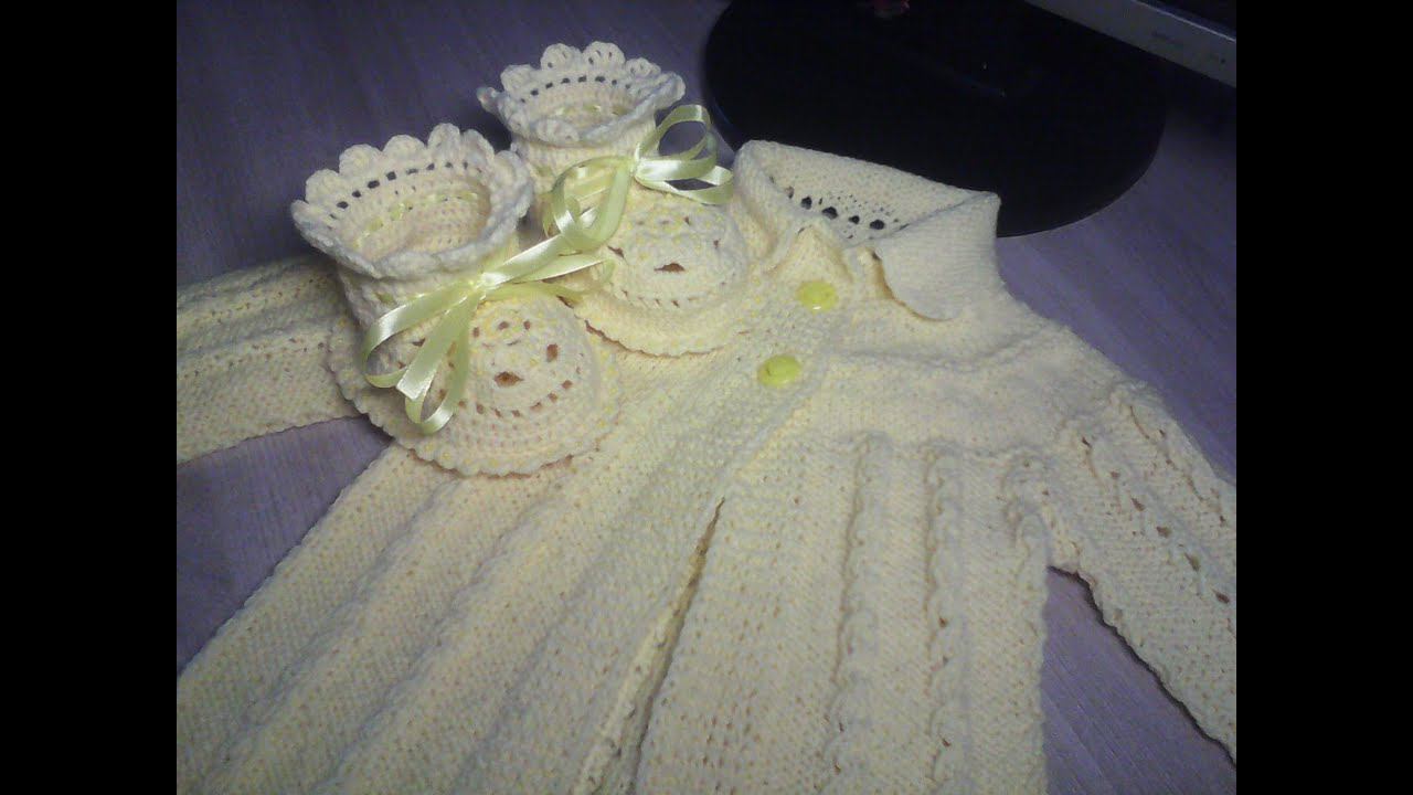 Детская кофточка спицами для новорожденной. 2 часть смотреть онлайн