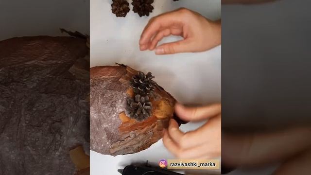 Осенние поделки из шишек в садик смотреть онлайн