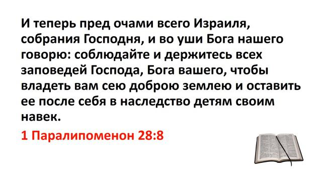 Библия, Ветхий Завет. 1 Паралипоменон 28:8 смотреть онлайн