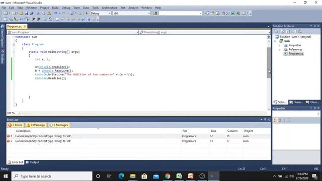 addition of two numbers in C#(Using Console Readline Method) смотреть онлайн
