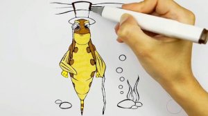 Раскраска Пескарь Иванович , учим цвета, Лунтик. Coloring pages for children.