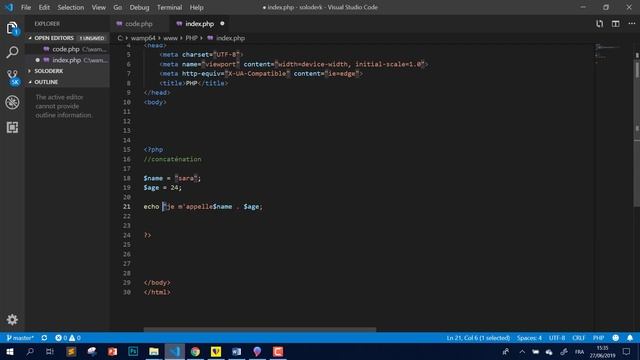 #web_coding #php #responsive 6/ PHP Les bases de PHP Concaténation darija смотреть онлайн