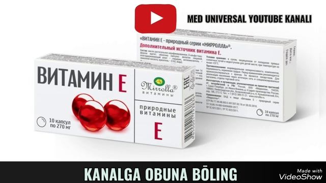 VITAMIN E KAPSULASI HAQIDA MA'LUMOT. ВИТАМИН Е КАПСУЛАСИ ХАҚИДА МАЬЛУМОТ. #ВИТАМИН Е #VITAMIN E смотреть онлайн