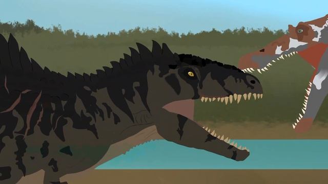 giganotosaurus vs spinosaurus jurassic world battle (stick nodes pro) смотреть онлайн