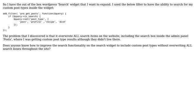 Wordpress: Pre_get_posts filter overwrites all search functionality смотреть онлайн