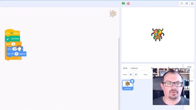 Scratch tutorial : Using the pen commands to draw lines and shapes смотреть онлайн