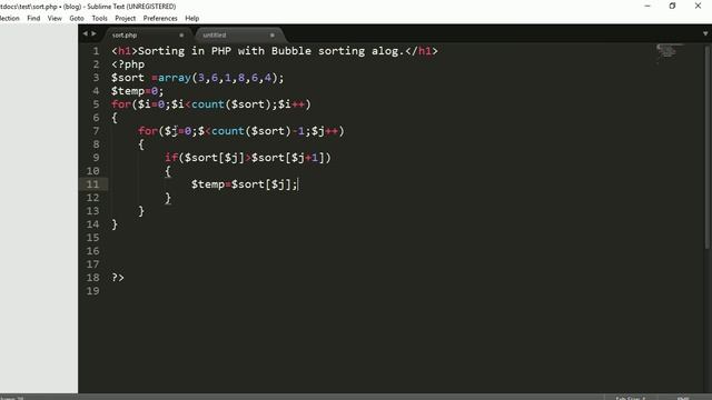 How to Sort array using Bubble Algorithm in php смотреть онлайн