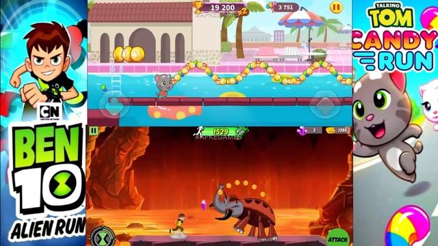 TALKING TOM CANDY RUN vs BEN 10 ALIEN RUN GAMEPLAY смотреть онлайн