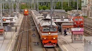 Тепловоз ТЭП70-0302 с пассажирским поездом,+ Электровоз ЭП1-128 ст. Саратов 1 [ПРИВ.ЖД]