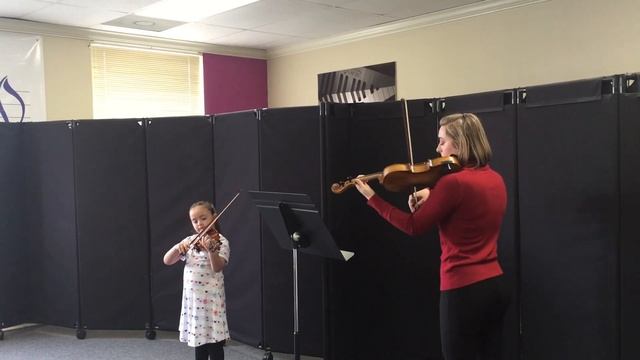 Waltz Suzuki Violin Book 2 Duet Sabrina with teacher Katherine Miller смотреть онлайн