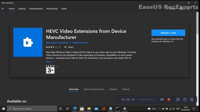HEVC Video Extension for windows 10 Free download 2021 смотреть онлайн