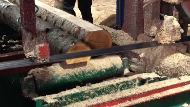 Двухстороннее пиление Сразу два бревна Пилорама Радуга 2М смотреть онлайн
