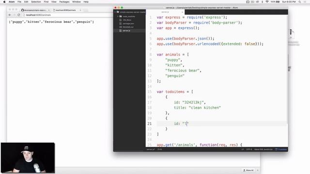 44 Setting up a simple Node & Express test server смотреть онлайн