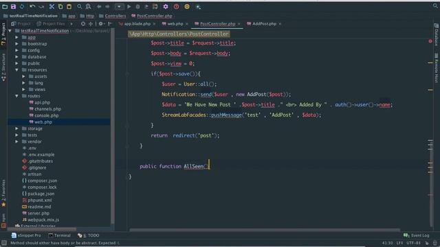 Laravel 5.4 realtime notification system lesson 9 смотреть онлайн