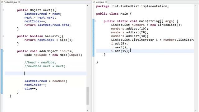 LinkedList - java 구현 13 : Iterator add смотреть онлайн