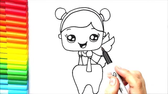 Милый рисунок зубной феи - Рисунок изображения зубной феи - Как нарисовать зубную фею смотреть онлайн