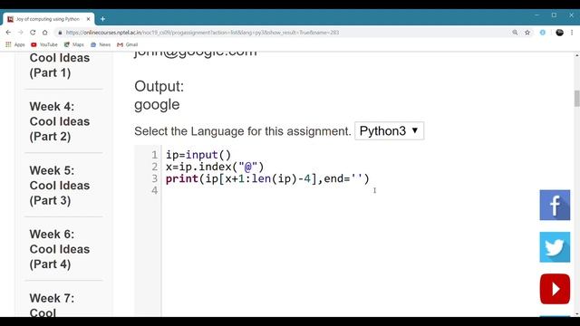 NPTEL | Joy of computing using Python | WEEK 9 | Programming Assignment 3: EMAIL ID смотреть онлайн