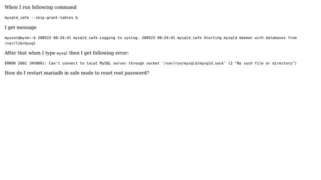 Databases: Unable to run mariadb in safe mode (2 Solutions!!) смотреть онлайн