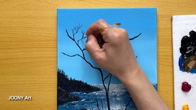 Spring Seascape Painting / Acrylic Painting For Beginners Step By Step