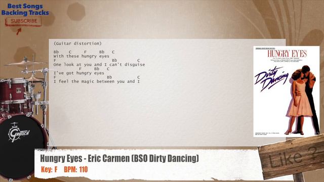🥁 Hungry Eyes - Eric Carmen (Dirty Dancing Theme) Drums Backing Track with chords and lyrics смотреть онлайн