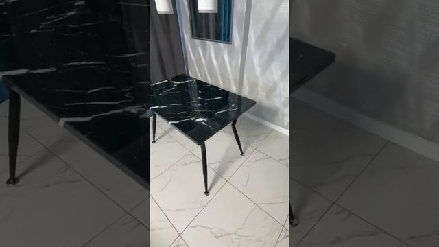 Дизайнерский 3Д стол. Обзор кухонного стола компании Akrolux. Стол "Черно-белый мрамор Эко" 110*70. смотреть онлайн