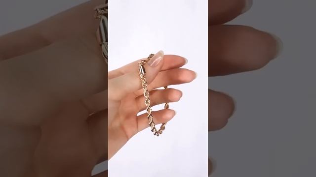 Браслет под золото 585 пробы! Классическое плетение веревка! Эффектная модель! Ювелирная бижутерия! смотреть онлайн