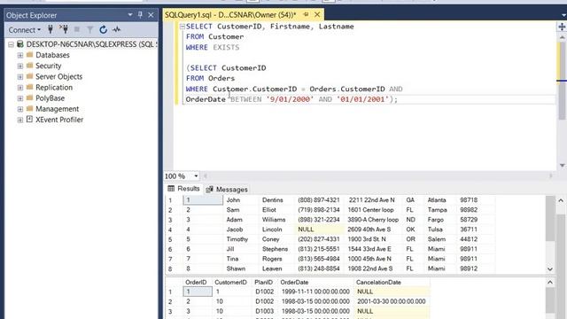 SQL EXISTS смотреть онлайн
