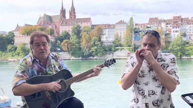 Busking On The Banks Of The Rhine River In Basel Switzerland With Dieter Playing A Harmonica Boogie смотреть онлайн