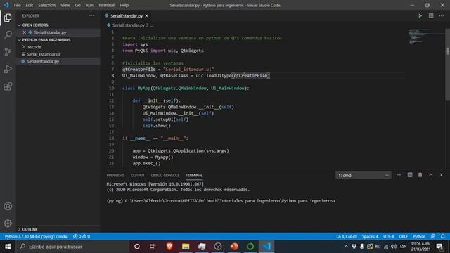 3 Crear entorno virtual y conectar botones Python 3 para ingenieros con Arduino y Qt Designer смотреть онлайн